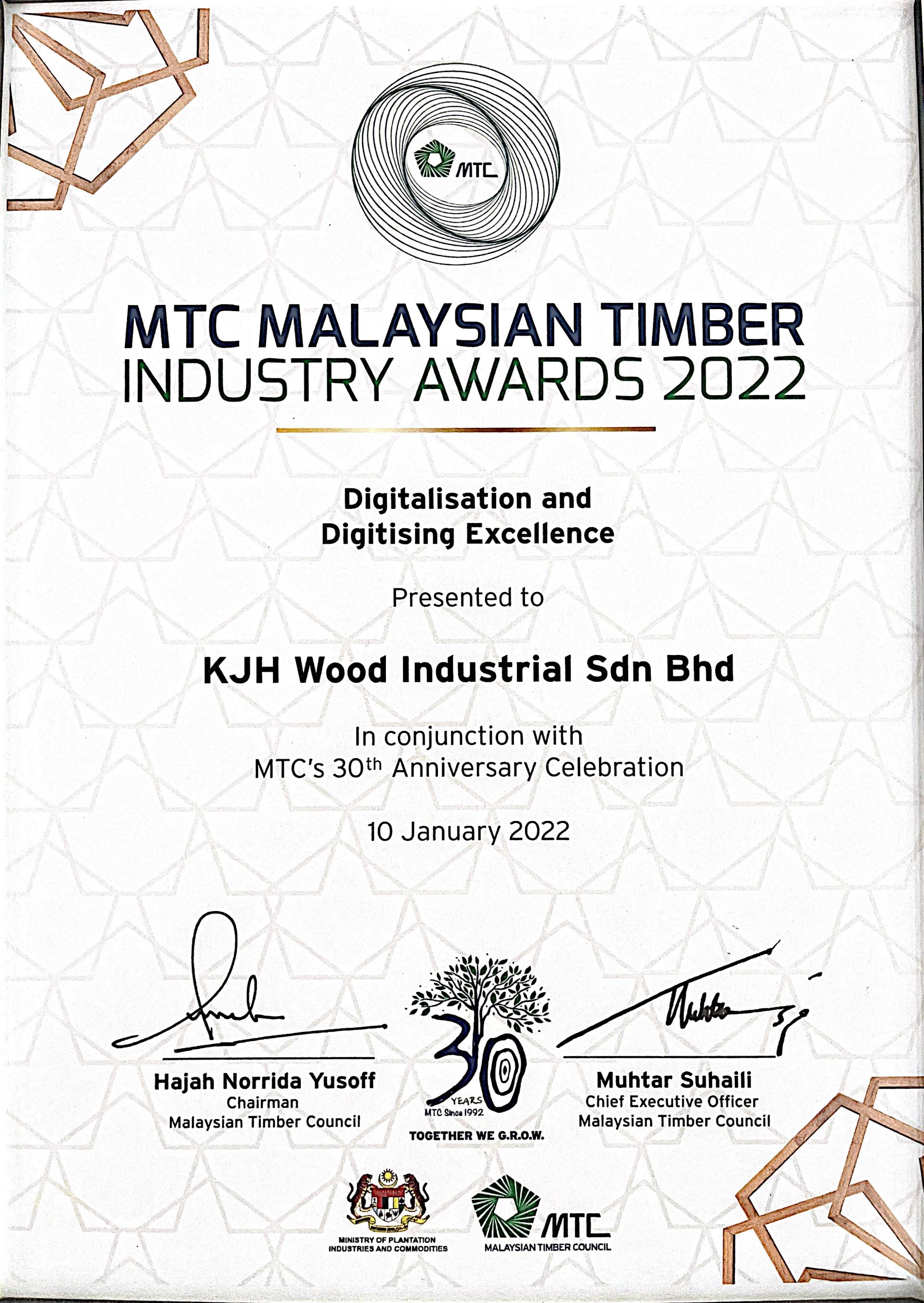 MTC Malaysian Timber Insdustry Awards 2022